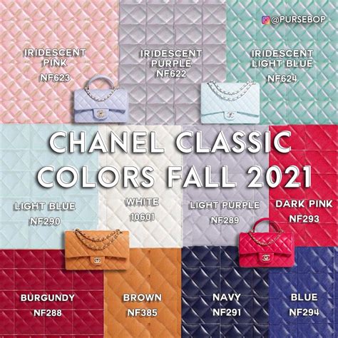 classic chanel colors|chanel bag color chart.